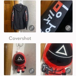 Squid Games Double logo Hoodie fleece lined 2x+Suction cup plush 10”x6”x4” deep